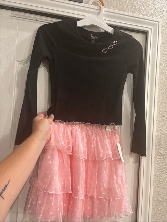 by & by Other - by & by Black Long-Sleeve Top with Pink Tiered Tulle Skirt